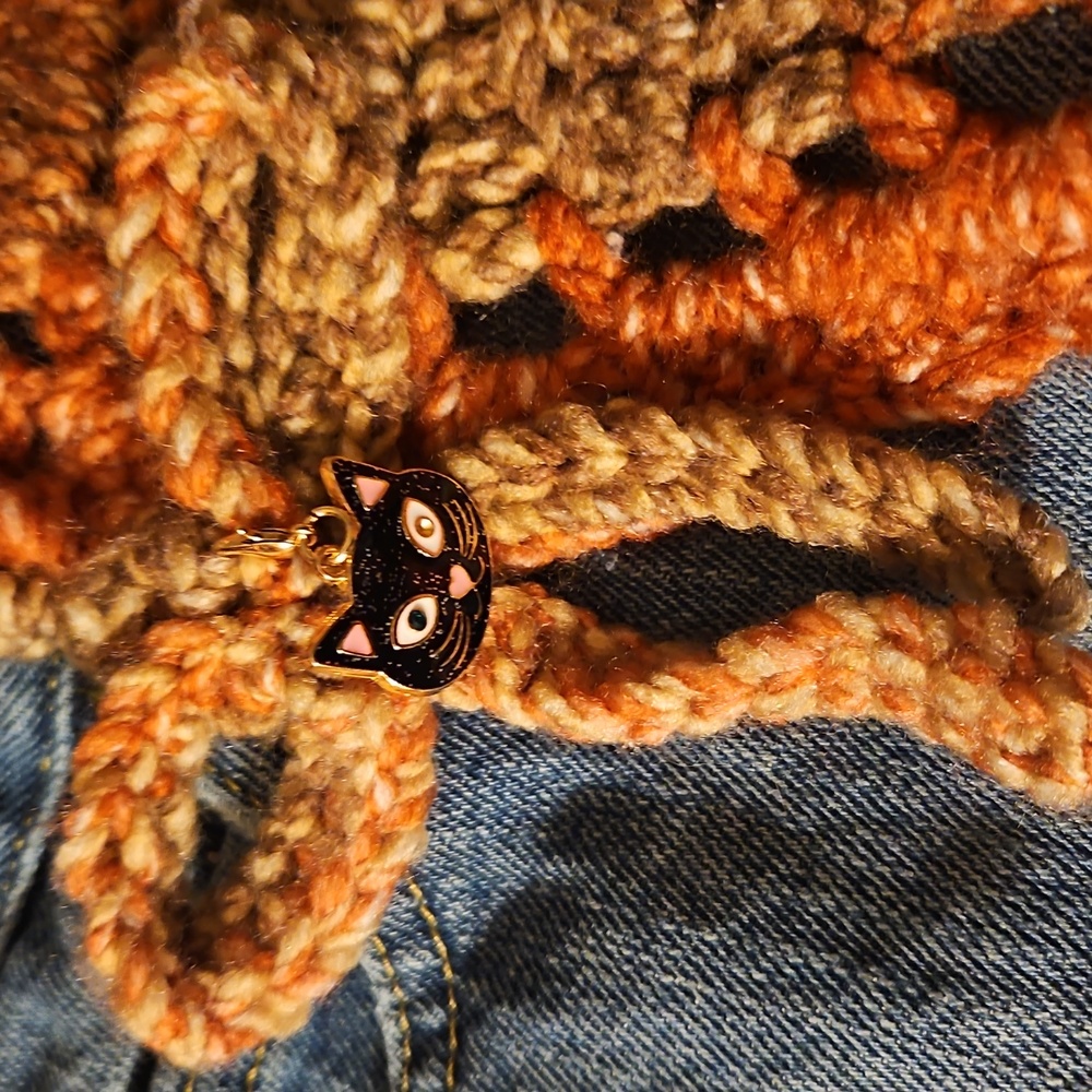Handmade Halloween Upcycled Jean Crochet Crossbody Bag  Eco-Friendly Fall Purse - Picture 13 of 17